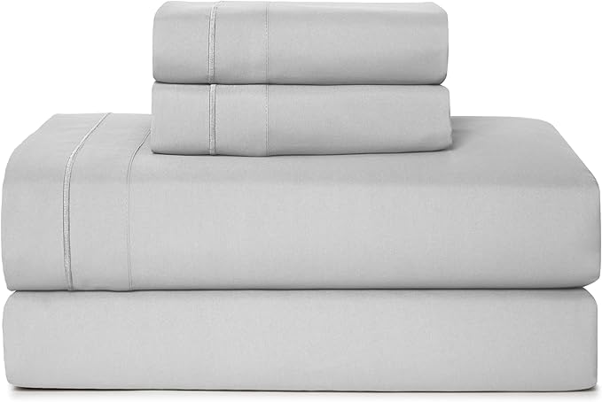 CASUAL LIVING Cal King Sheets 4 Piece Set with 2 Pillowcases, Soft Microfiber Hypoallergenic Washable Deep Pocket Lightweight Bedding Elasticized, California King Sheet Sets, Grey