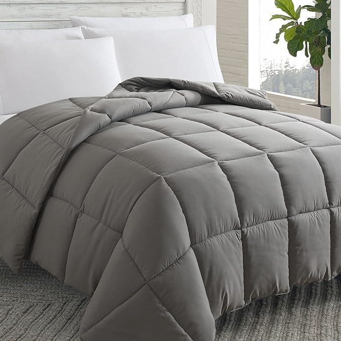 Cosybay Down Alternative Comforter (Dark Grey, King)- All Season Soft Quilted King Size Bed Comforter - Duvet Insert with Corner Tabs - Winter Summer Warm Fluffy, 102x90 inches