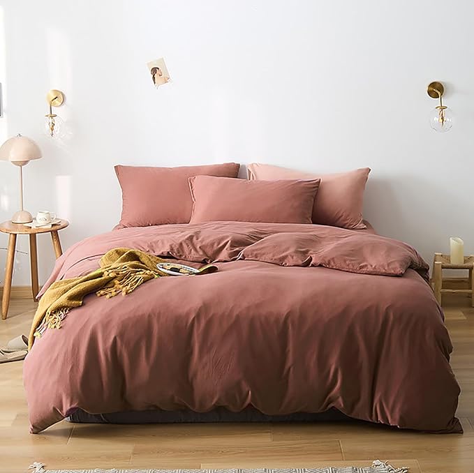 Cottonight Brick Red Comforter Set - Twin Size, 3 Piece Breathable Soft Comforter, Quilts, Blanket - Dark Red Bedding Set for Adults, Teens, Kids, Hotel Quality
