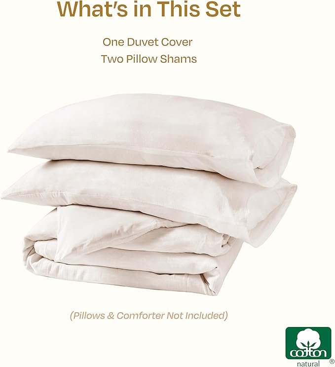 California Design Den Oversized King Duvet Cover Set, 3 Pc Set with Pillow Shams Textured Natural Duvet Cover, 120" x 98" to Fit Oversized King Duvet (Linen-Natural)