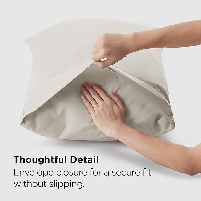 Bedsure King Size Pillow Cases Set of 2 - Brushed Microfiber Pillowcases 2 Pack, Super Soft Pillow Case Cover with Envelope Closure, Wrinkle, Fade and Stain Resistant, Linen, 20x36 Inches