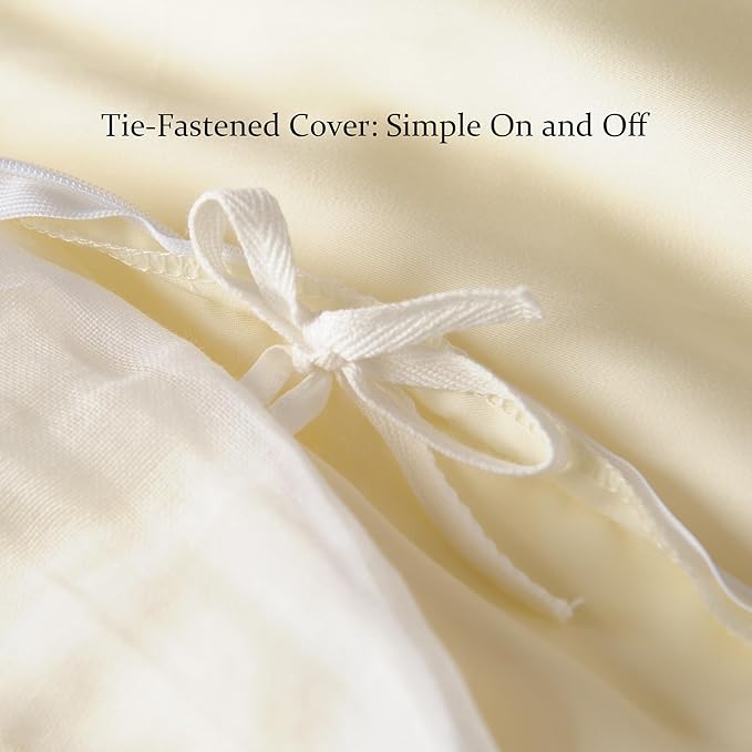 CUDDLE DREAMS Lightweight Silk Filled Comforter for Summer, Detachable Tencel Duvet Cover for Easy Care, Naturally Breathable (Ivory, King)