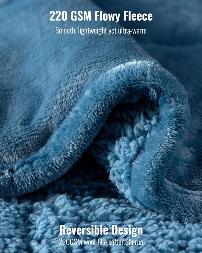 Uttermara Sherpa Fleece Weighted Blanket 15 lbs for Adult, Unicolor Ultra-Soft Fleece and Sherpa, Dual Sided Cozy Plush Blanket for Sofa Bed, 48 x 72 inches, Slate Blue