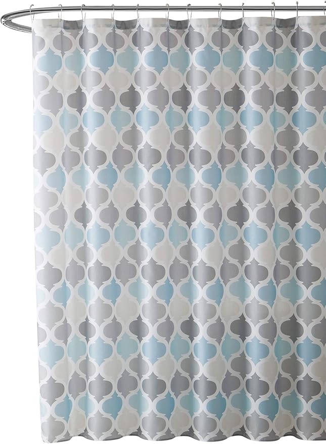VCNY Home Universal Bathroom Fabric Shower Curtain for Men or Women: Muted Tones of Blue and Grey (Conrad Multi)