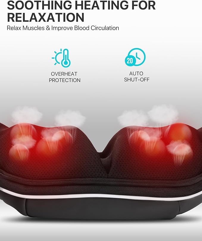 ALLJOY Neck Massager for Pain Relief Deep Tissue with Heat, 3D Kneading Shiatsu Neck and Back Massager for Shoulder Full Body Home Office Car Use, Christmas Gifts for Dad Men Mom Women