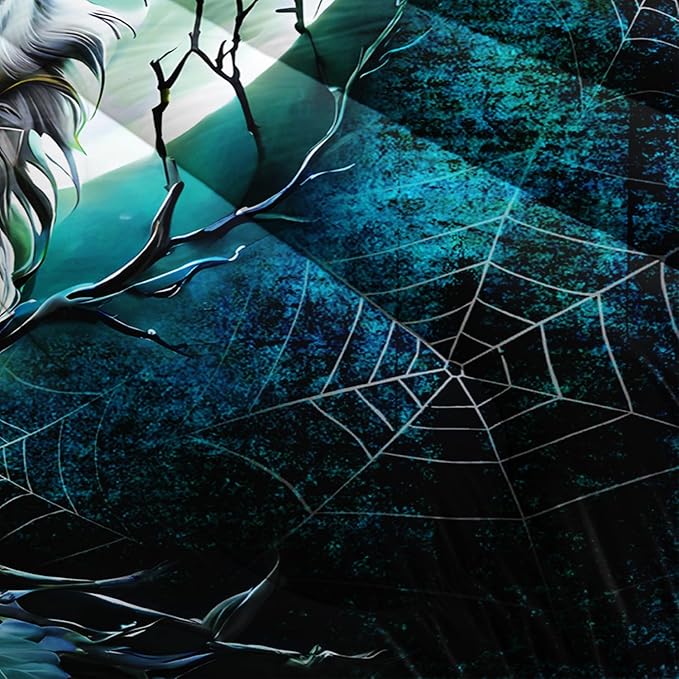Wildlife Themed Bedding Wolf Comforter Set,Spooky Spider Web Vine Print Comforter King Kids Bed in a Bag,Moonlight Aesthetic Bedding Sets for Boys Teens Room Decor with 2 Pillowcases.