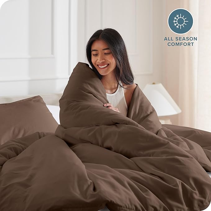 Bare Home Bedding Duvet Cover California King Size - Premium 1800 Super Soft Collection - Lightweight, Cooling - Soft Breathable Bedding Duvet Cover (Cal King, Cocoa)