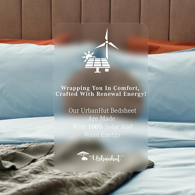 URBANHUT 700 Thread Count Queen Size Egyptian Cotton Sheets, 4Pc Sheet Set Soft Luxury Bed Sheets for Queen Size Bed, Sateen Weave Hotel Sheets, 16'' Elasticized Deep Pocket - Light Blue
