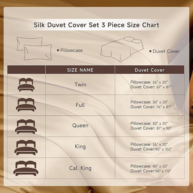 THXSILK 100% Pure Mulberry Silk Duvet Cover Set 3 Piece, 6A+ Grade Luxury Soft Bedding Silk Sheets for Hair and Skin, 1 Pcs Quilt/Comforter Cover with 2 Zippered Pillowcases (Metallic Gold, Twin)
