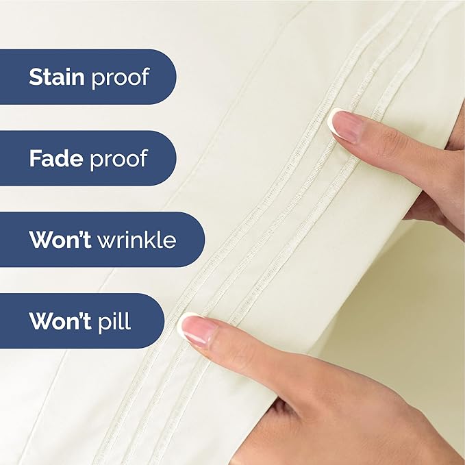 Twin XL Size 3 Piece Sheet Set - Extra Soft, Breathable & Cooling Sheets - Hotel Luxury Durable Bed Sheets for Women & Men - Deep Pockets, Easy-Fit & Wrinkle-Free Sheets - Ivory Oeko-Tex Bed Sheet Set