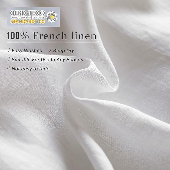 XZ XIFA White Linen Duvet Cover Full, 100% Washed French Flax Linen Bedding Set with Zipper Closure, Cooling & Textured Bed Sets for Hot Sleepers(1 Duvet Cover, 2 Pillowcases)