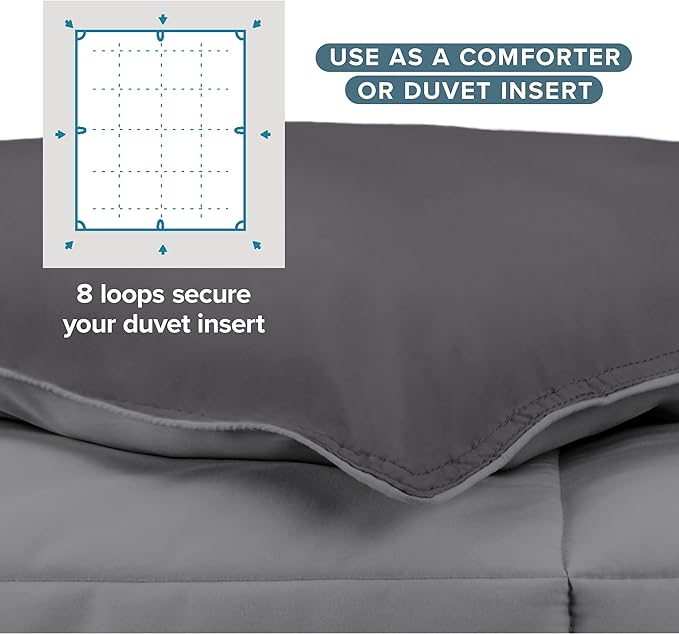 Bare Home Twin/Twin Extra Long Comforter - Reversible Colors - Goose Down Alternative - Ultra-Soft - Premium 1800 Series - All Season Warmth - Bedding Comforter (Twin/Twin XL, Grey/Forged Iron Grey)