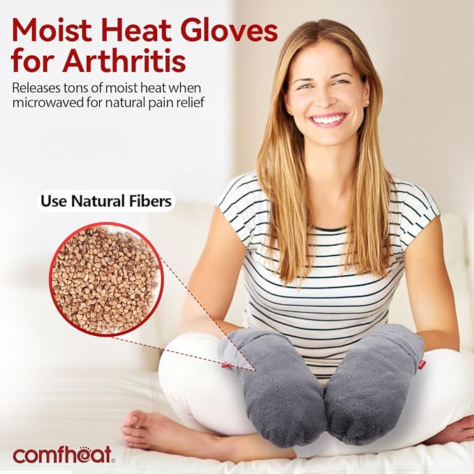 Microwavable Heating Mittens for Hand and Fingers to Relieve Arthritis Pain Heated Hands Mitts Moist Heat Therapy Relief for Stiff, Raynauds, Carpal Tunnel, Lavender Scented Gloves Washable