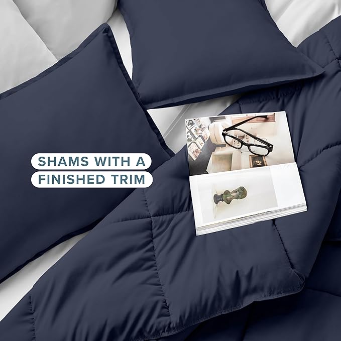 Bare Home Comforter Set - King/California King Size - Ultra-Soft - Goose Down Alternative - Premium 1800 Series - All Season Warmth (King/Cal King, Midnight Blue)