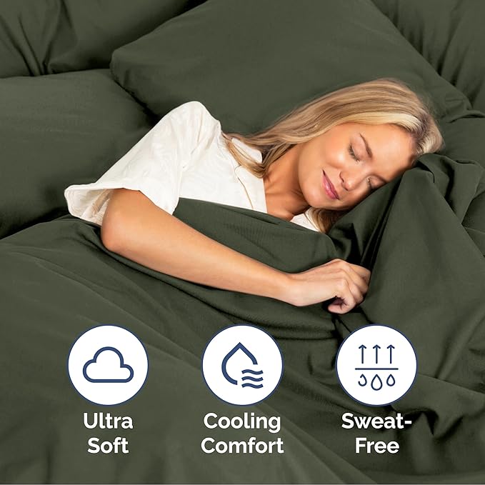 Cal King Size 4 Piece Sheet Set - Extra Soft, Breathable & Cooling Sheets - Hotel Luxury Bed Sheets for Women & Men - Deep Pockets, Easy-Fit & Wrinkle-Free Sheets - Dark Olive Grey Oeko-Tex Bed Sheets