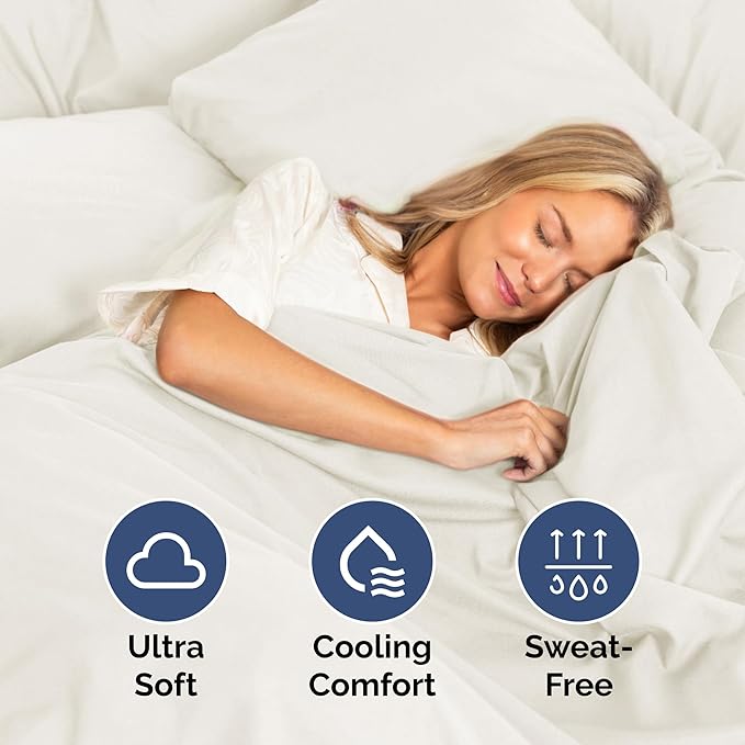 Twin Size 3 Piece Sheet Set - Extra Soft, Breathable And Cooling Sheets - Hotel Luxury Durable Bed Sheets for Women & Men - Deep Pockets, Easy-Fit & Wrinkle-Free Sheets - Ivory Oeko-Tex Bed Sheet Set