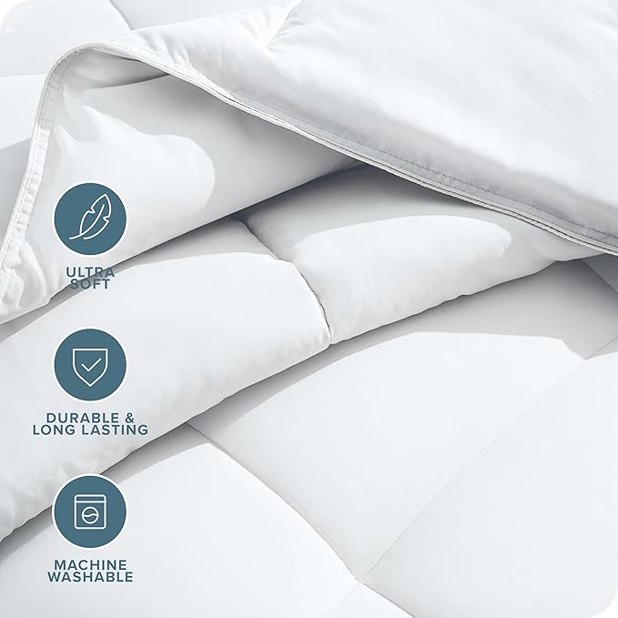 Bare Home Duvet Insert Kids Comforter - Extra Long - Goose Down Alternative - Ultra-Soft - Premium 1800 Series - All Season Warmth - Bedding Comforter (Twin/Twin XL, White)