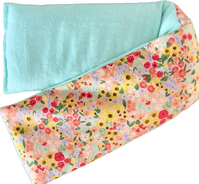 Microwave Heating Pad for Neck and Shoulders, Heated Wrap, Hot and Cold Pack, Flax Seed, Scented or Unscented, Reusable Moist Heat Therapy, Microwavable Bean Bag, 5" x 23" (Pink Floral, Lavender)