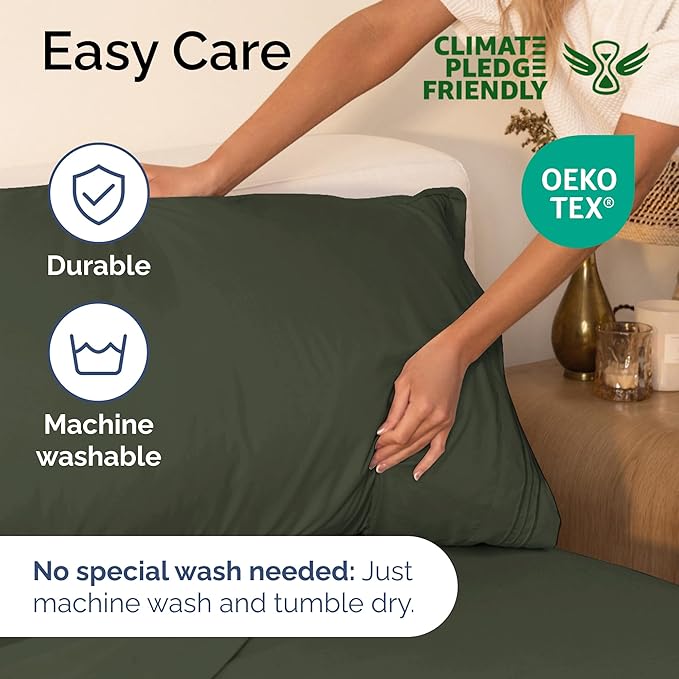 Twin Size 3 Piece Sheet Set - Extra Soft, Breathable & Cooling - Hotel Luxury Durable Bed Sheets for Women & Men - Deep Pockets, Easy-Fit & Wrinkle-Free - Dark Olive Grey Oeko-Tex