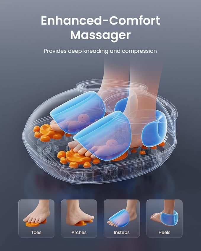RENPHO Foot Massager Machine with Heat, [2026 Upgraded] FSA Eligible Shiatsu Foot Massager for Plantar Fasciitis, Deep-Kneading, Air Squeezing Feet Massager, Wireless Control, Size 12