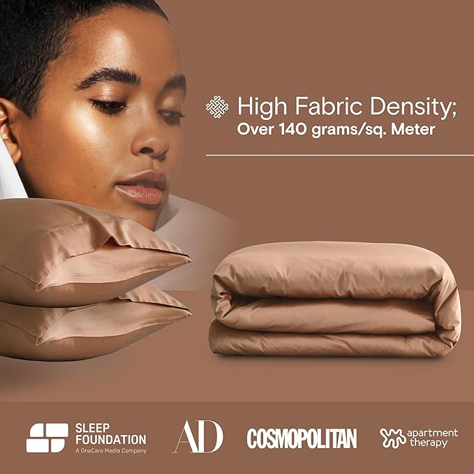 DOZ Duvet Cover Set, 100% Viscose derived from Bamboo, Organically Grown, Buttery Soft, Cooling Duvet Covers, High GSM, 1 Duvet Cover and 2 Pillowcases, 106"x90" (Clay, King/Cal King)