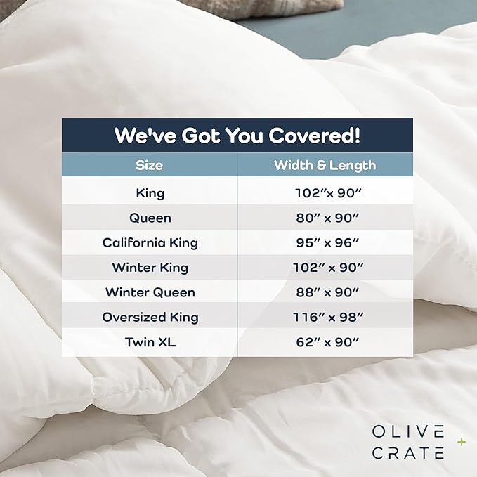 Olive + Crate 100% Viscose Derived from Bamboo - Queen Size - Hypoallergenic, Cooling & Moisture-Wicking Bedding - All Season Lightweight Plush Design - Organic Queen Comforter - 80"x 90"