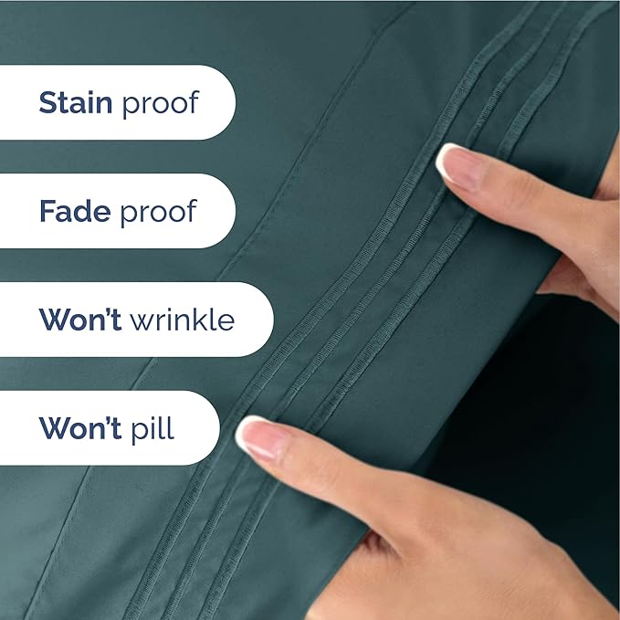 Full Size 4 Piece Sheet Set - Extra Soft, Breathable & Cooling Sheets - Hotel Luxury Durable Bed Sheets for Women & Men - Deep Pockets, Easy-Fit & Wrinkle-Free Sheets - Deep Teal Oeko-Tex Bed Sheets