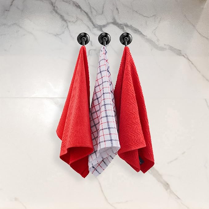 Nautica 100% Cotton Kitchen Towels Set of 3 | 18" X 28" Super Absorbent Reusable Cleaning Cloths, Tea Towels, Hand Towels for Drying Dishes | Red/White Mini Plaid Dish Towels for Kitchen