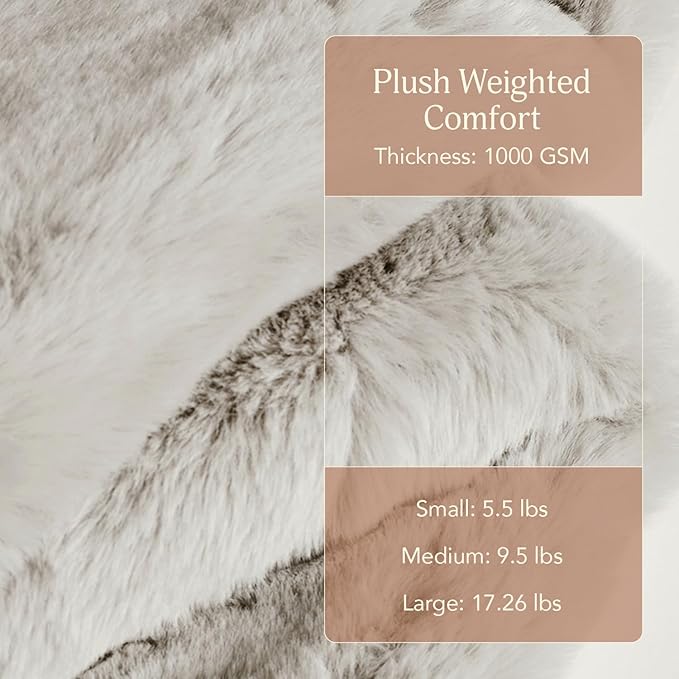 UnHide Marshmallow - Faux Fur Blanket - Heavy Weight, Extra Soft Blanket - Made from Recycled Materials - Machine Washable - Large (90" x 108") - Greige