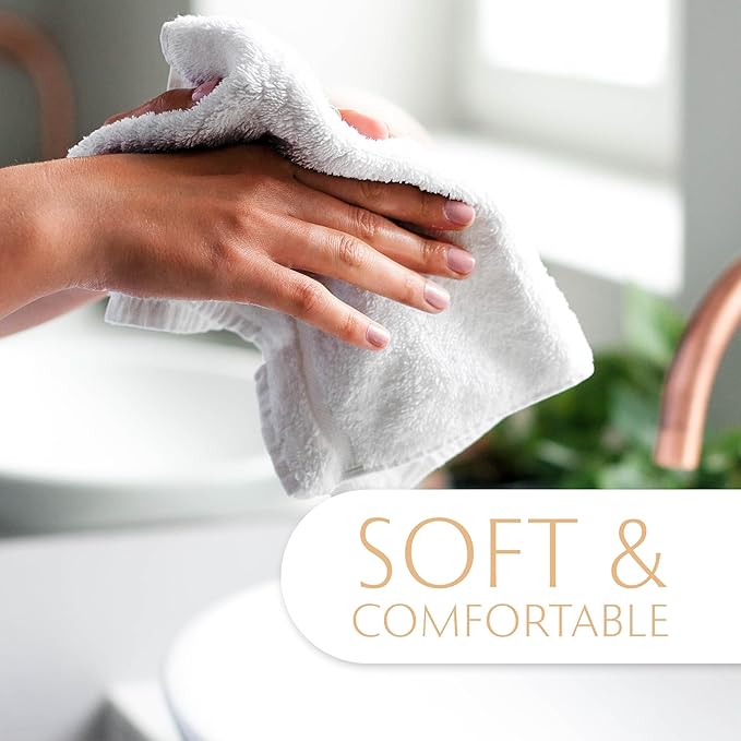 MAURA White Hand Towels for Bathroom. Luxury Turkish Cotton Bath Hand Towels Set of 6. Ultra-Soft, Thick & Plush - White