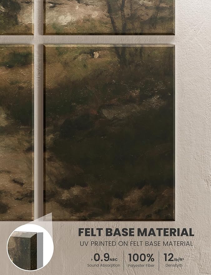 Wall Art Acoustic Panels,35''X24''Soundproof Wall Panels-8-Pack with 50 Adhesive Tabs, Decorative Sound Absorbing Panels for Living Room and Recording Studio, Offices-Arkville Landscape