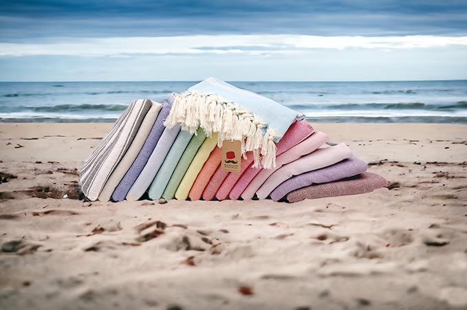 Bazaar Anatolia Turkish Beach Towel – 100% Cotton, Quick Dry, Sand Free Towel for Bathroom, Camping, Travel, Hot Pink – Oversized 71x39 Inches – Stripe Fuscia