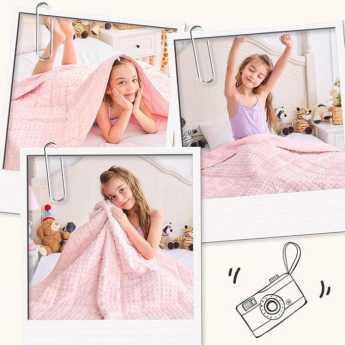 yescool Pink Weighted Blanket 7 Pounds Twin Size Cooling Weighted Throw Blanket, Minky Heavy Blankets Warm Weighted Comforter, Big Washable Thick Blankets Gift for 60-90lbs, 40 * 60in