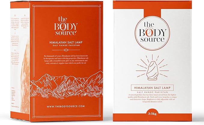 The Body Source Himalayan Salt Lamp | 8-10 in (7-11 lb) | Natural Salt Rock Lamp with Dimmer Switch & Wooden Base | Night Light & Bulb Replacement