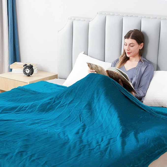 Electric Heated Blanket Twin Size 62”x84”,Soft Warmth Cozy with 5 Heating Settings 10 Hours Auto-Off, One Touch Operation, Machine Washable, Teal/Blue Green