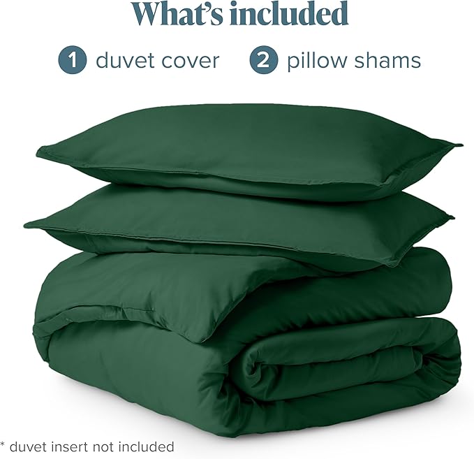 Bare Home Bedding Duvet Cover Queen Size - Premium 1800 Super Soft Collection - Lightweight, Cooling - Soft Breathable Bedding Duvet Cover (Queen, Forest Green)