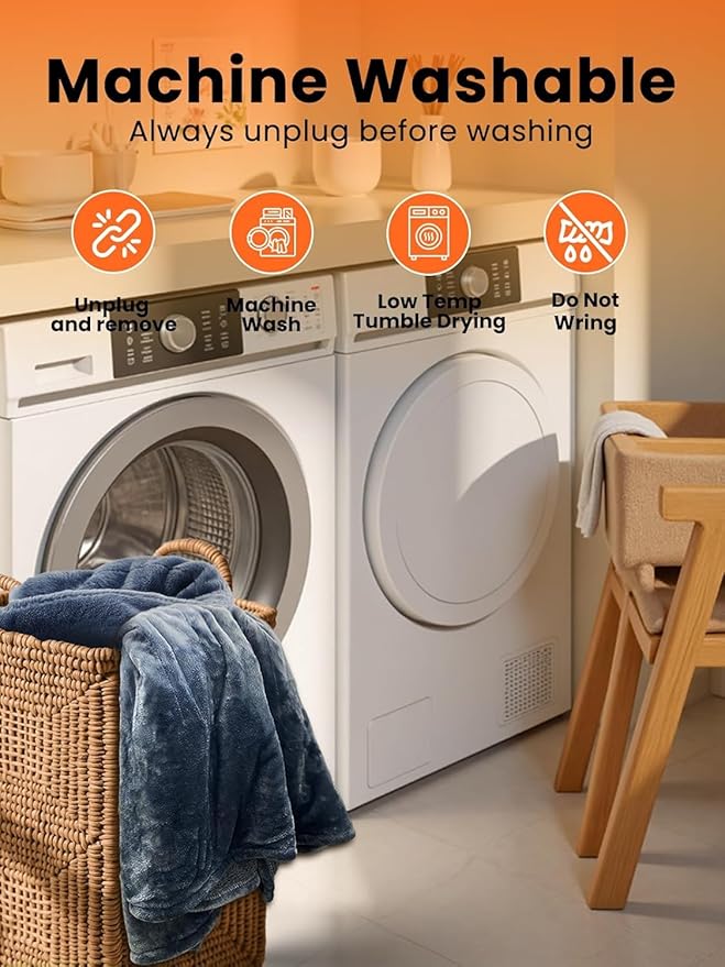 Electric Heated Blanket Queen, Ultra‑Cozy Premium Flannel & Sherpa, Even Heat Distribution & Stable Temp, 1–10H Auto‑Off, 8 Temps (86–125.6°F), Overheat Protection, Ideal Gifts for Grandma