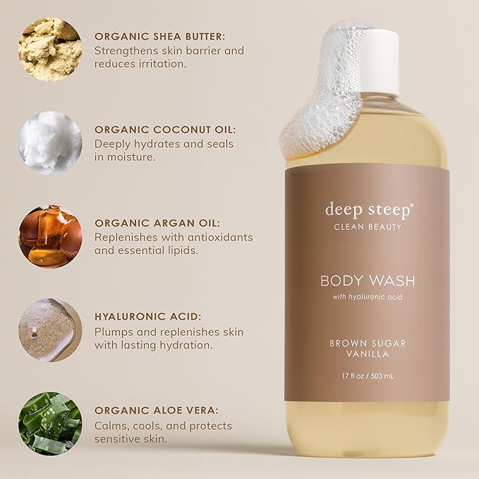 Deep Steep Body Wash, Lilac Blossom, 17 oz – Hydrating Shower Gel with Hyaluronic Acid, Shea Butter, Aloe Vera & Argan Oil – Vegan, Clean Beauty, Clean & Refreshed Skin