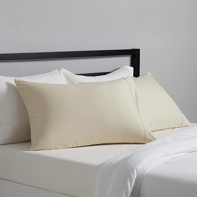 Amazon Basics Standard Pillow Cases Set of 2 - Lightweight, Super Soft Easy Care Microfiber, Beige, 30" L x 20" W, Pillows Not Included