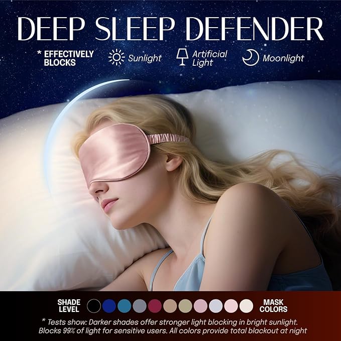 Silk Sleep Mask Eye Mask Blindfold with Double Layer Silk Filling and Elastic Strap for Full Night's Sleep, Travel and Nap, Soft Eye Cover Eyeshade with Luxury Bag and Ear Plugs by OLESILK (Charcoal)