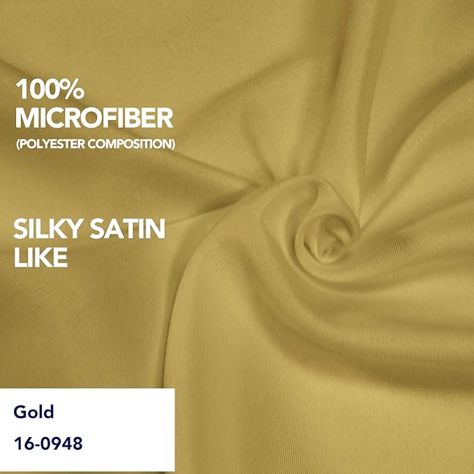PureFit Wrap Around Ruffled Bed Skirt with Adjustable Elastic Belt - 18 Inch Drop Easy to Put On, Wrinkle Free Bedskirt Dust Ruffles, Bed Frame Cover for Twin,Twin XL and Full Size Beds, Gold