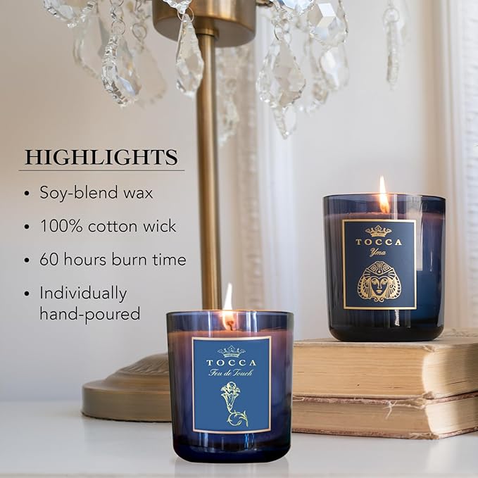 TOCCA St Tropez 10oz Candle - Provence Rose & Iris Root Scented, Hand Poured Soy-Wax Blend with 100% Cotton Wick, 60 Hour Burn Time