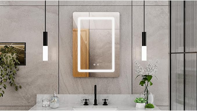 DreamLine Brilliance 28 in. H x 20 in. W Rectangular Light-up Mirror