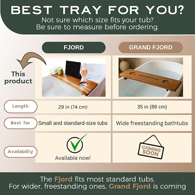 Superior Teak Bath Tub Tray Wood for Small Tubs - Adjustable Bathtub Table Tray - Sustainable Minimalist Bathtub Shelf Across Tub - Anti-Slip Bathroom Accessories Holders for Tub 29" in.