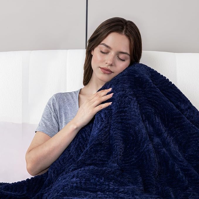 Heated Blanket King Size - 100"x90" Cozy Soft Jacquard Heating Blanket with 4 Heat Levels & 10 Hours Auto-Off, Jacquard Fleece, Overheating Protection, Warm Gifts, Navy