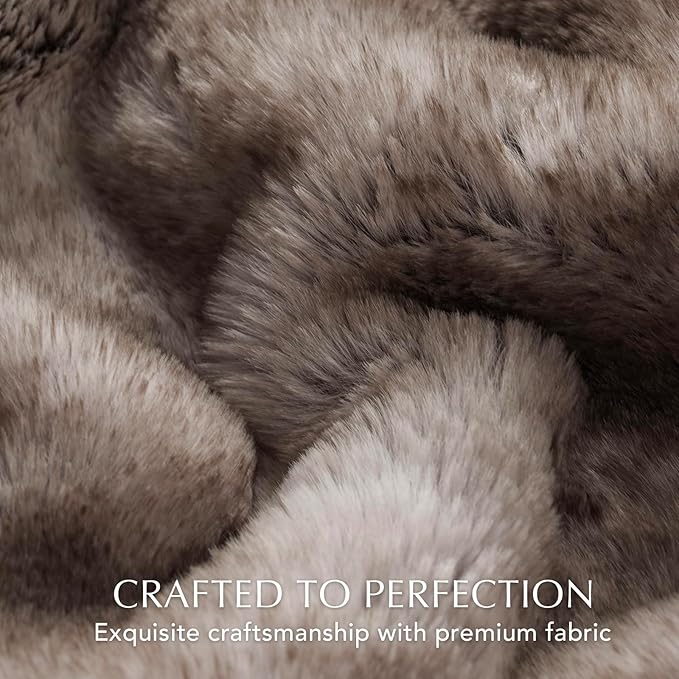 EVERGRACEHOME Ultra Soft Luxury Fluffy Mink Faux Fur Throw Blanket, Thick Warm Fall Winter Blankets for Bed, Couch, Cozy Plush Reversible Blanket for Chair, Sofa (Ombré Hazel Brown, 50"x60")
