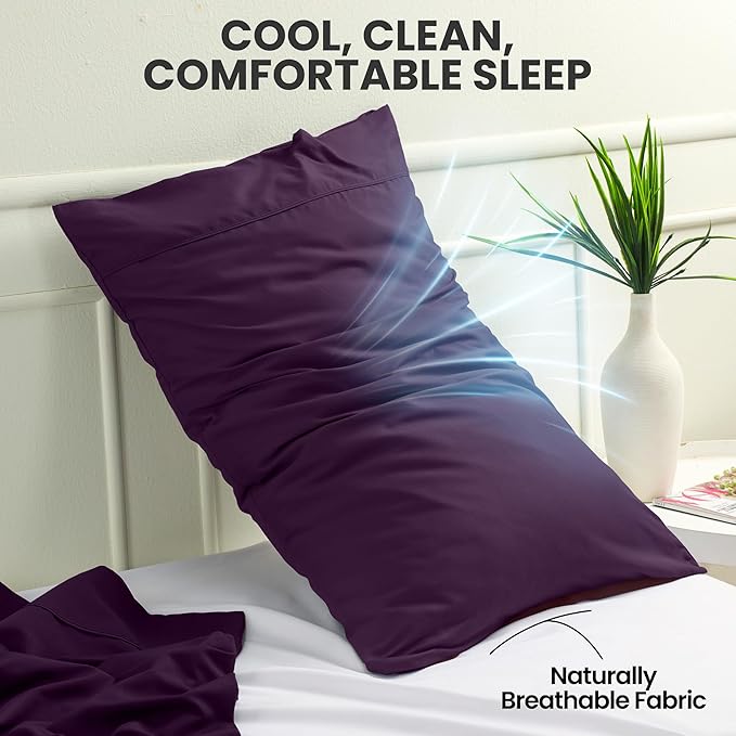 Pillow Covers by Utopia Bedding - Queen Size 2-Pack – Soft Brushed Microfiber – Perfect for Hospitals, Hotels, Guest Rooms – Oeko-TEX Certified, 20x30 Inches (Dark Purple)