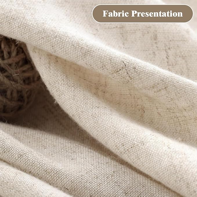 Farmhouse Shower Curtain Linen Beige Button Woven Fabric Country Rustic Western, Pleated Beige Stripe 60" W x 72" L