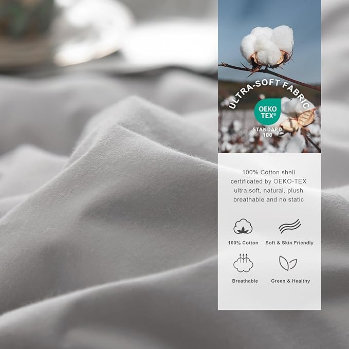 Royoliving Premium Feathers Down Duvet Insert Comforter California King Size Gray Heavyweight Thickened Winter Grey 100% Cotton Cover with Corner Tabs (108x98, 77 oz)