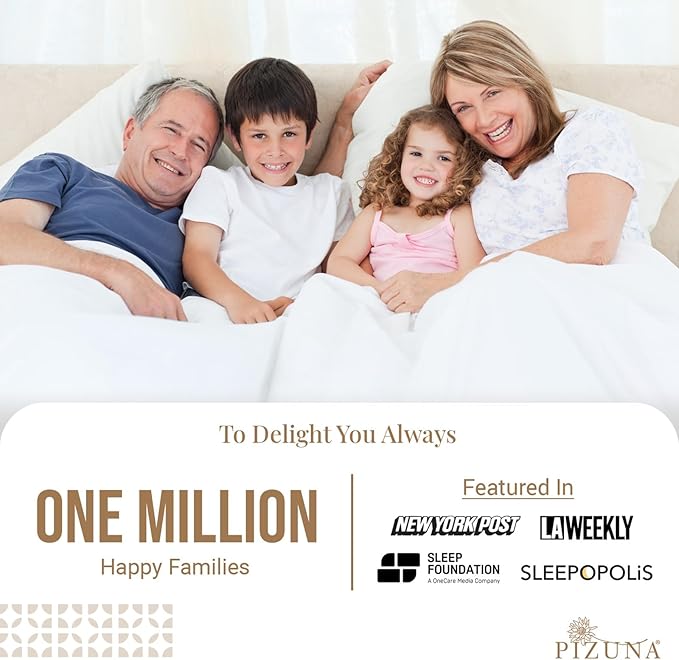 Pizuna Pure 100% Cotton Sheets Full Size, 800 Thread Count Long Staple Cotton Crisp Sateen Sheets with 15" Deep Pocket